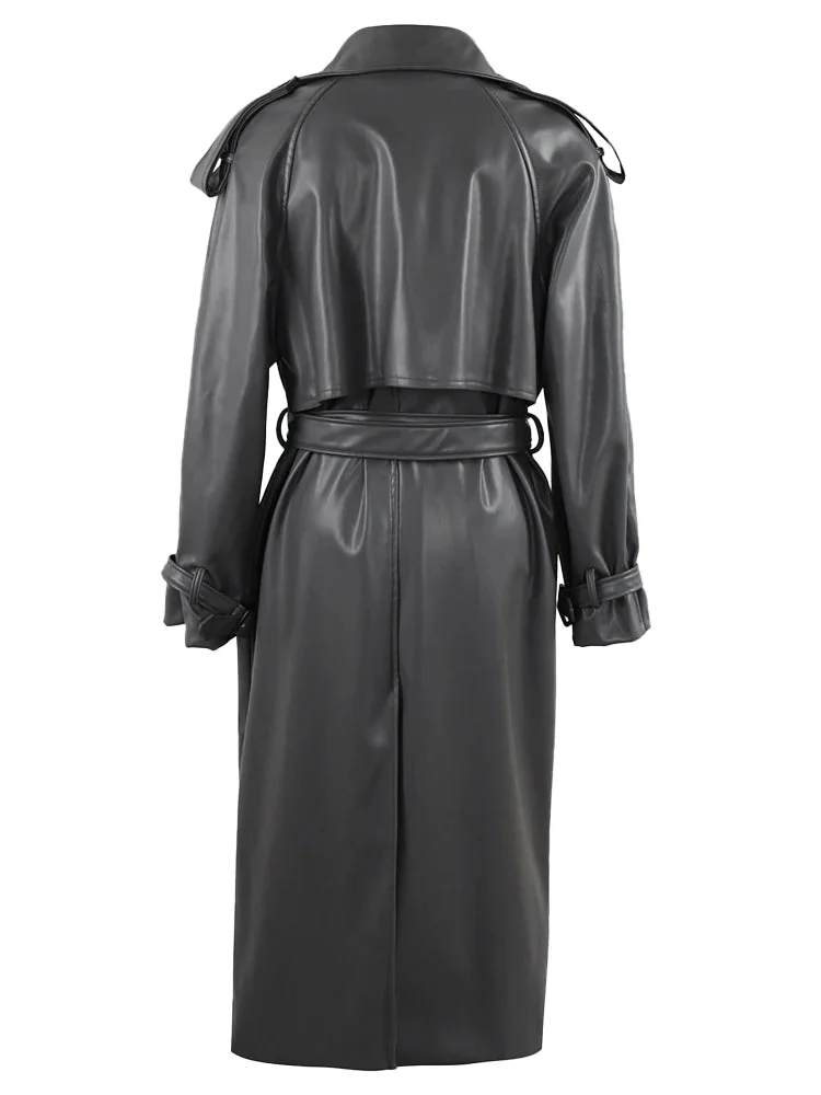 Black & Gray Trench Jacket - Premium Faux Leather Blend