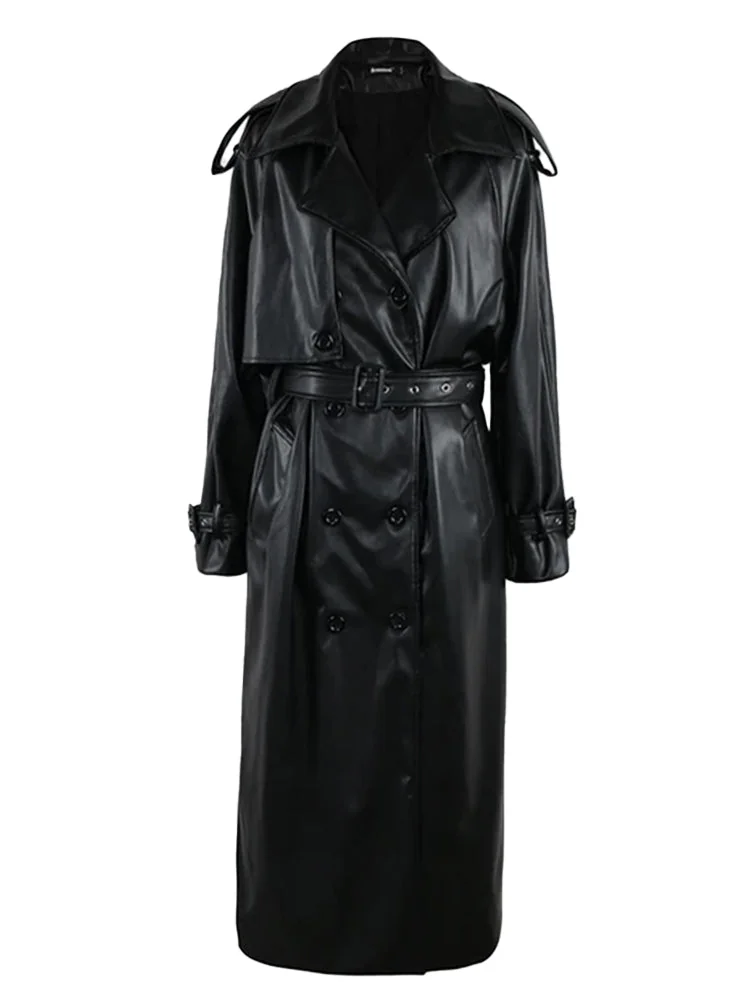 Black & Gray Trench Jacket - Premium Faux Leather Blend