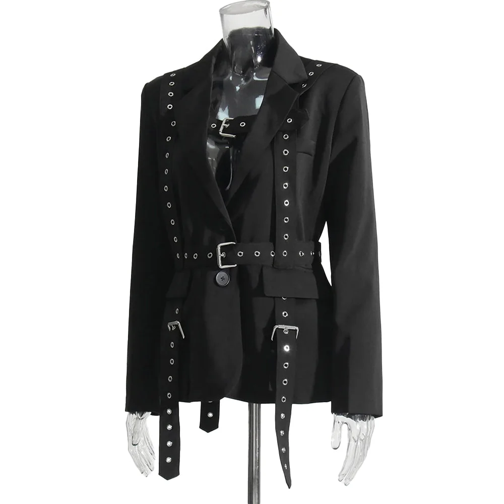 Classic Black Womens Cotton-Poly Blend Blazer