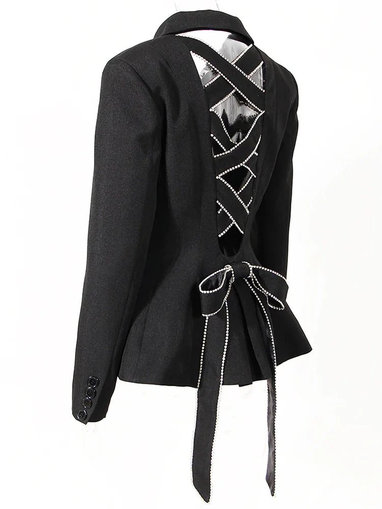 Black Hollow Out Blazer Lightweight Jacket