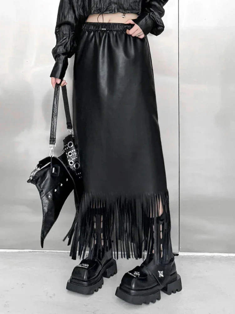 Faux Leather Maxi Skirt in Black for Women