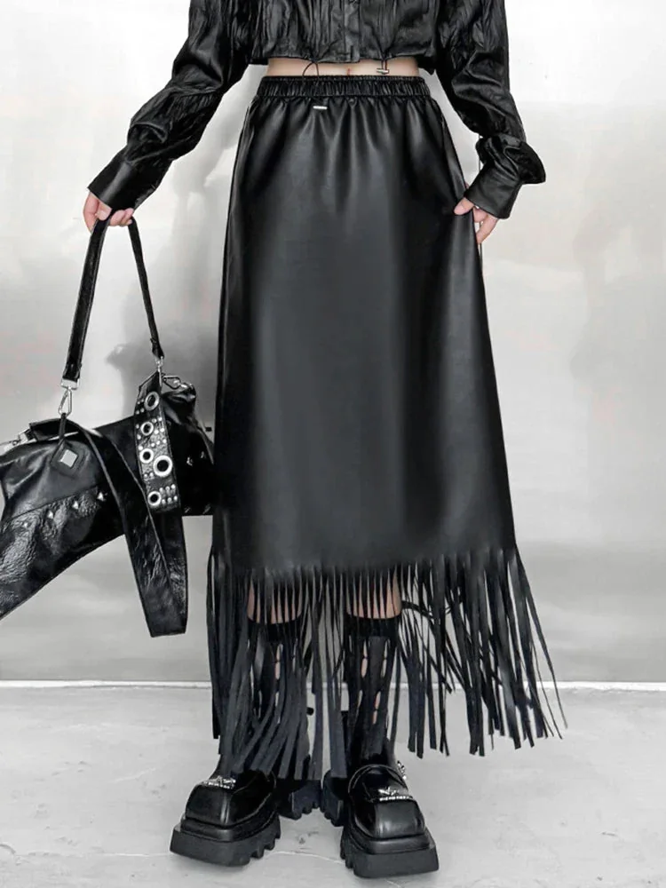 Faux Leather Maxi Skirt in Black for Women