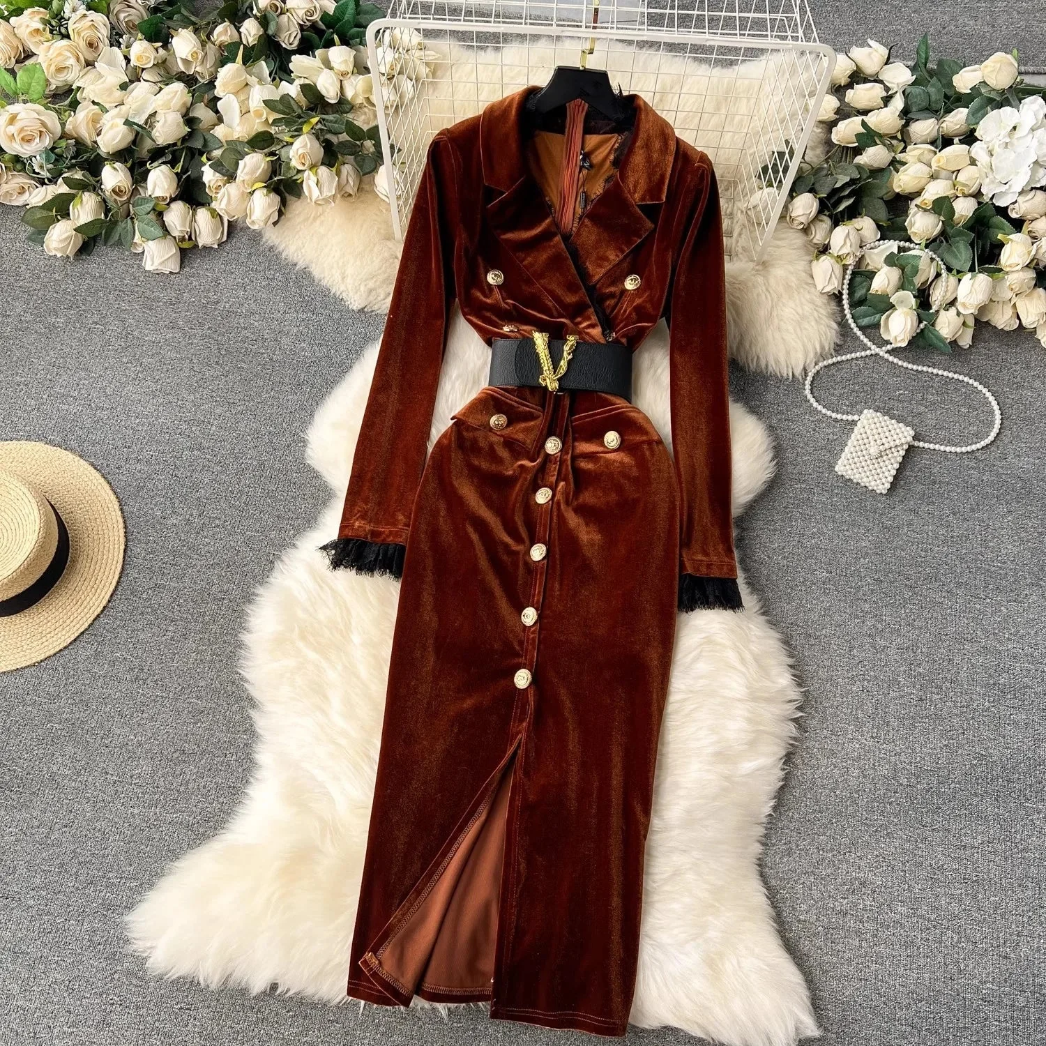 Premium Velvet Long Dress for Women