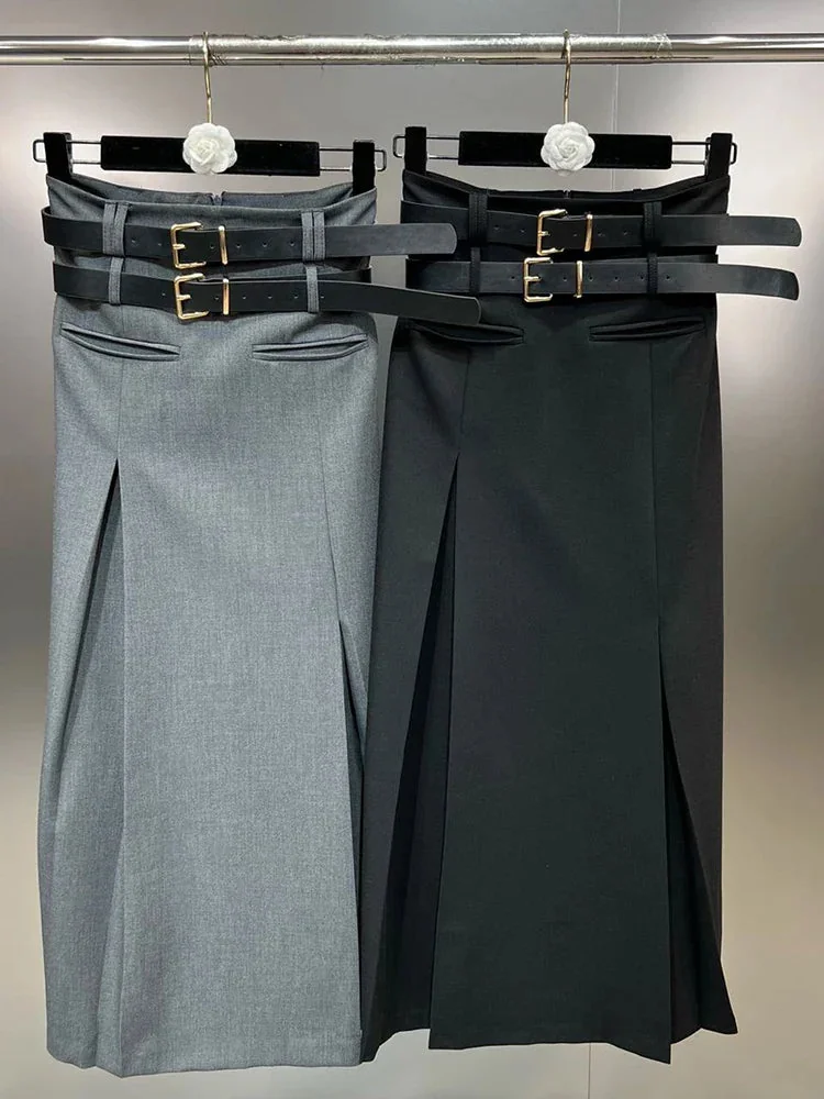 Premium Cotton Womens Maxi Skirt - Elegant Black & Gray Selection