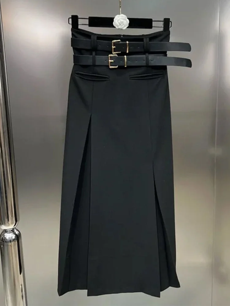 Premium Cotton Womens Maxi Skirt - Elegant Black & Gray Selection