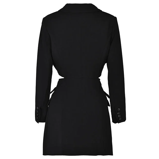 Elegant Black Cotton-Polyester Blazer Dress