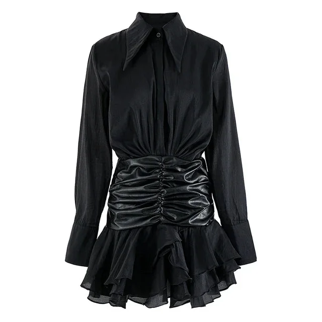 Chic Black Cotton Polyester Blend Dress