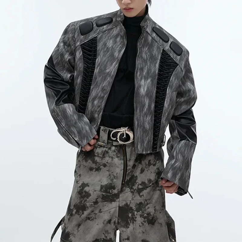 Brown Faux Leather Jacket for Men