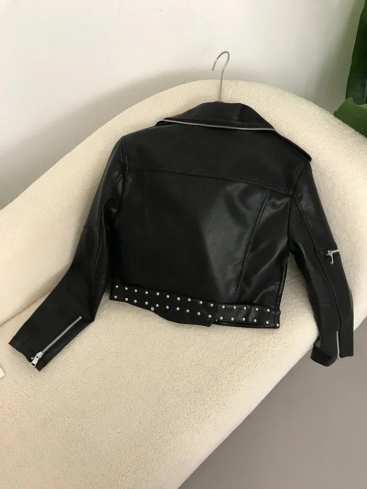 Short Faux Leather Jacket for Women