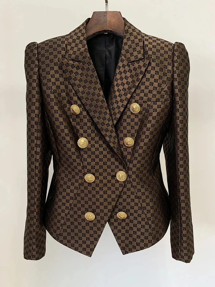 Brown Classy Cotton Polyester Blazer for Women