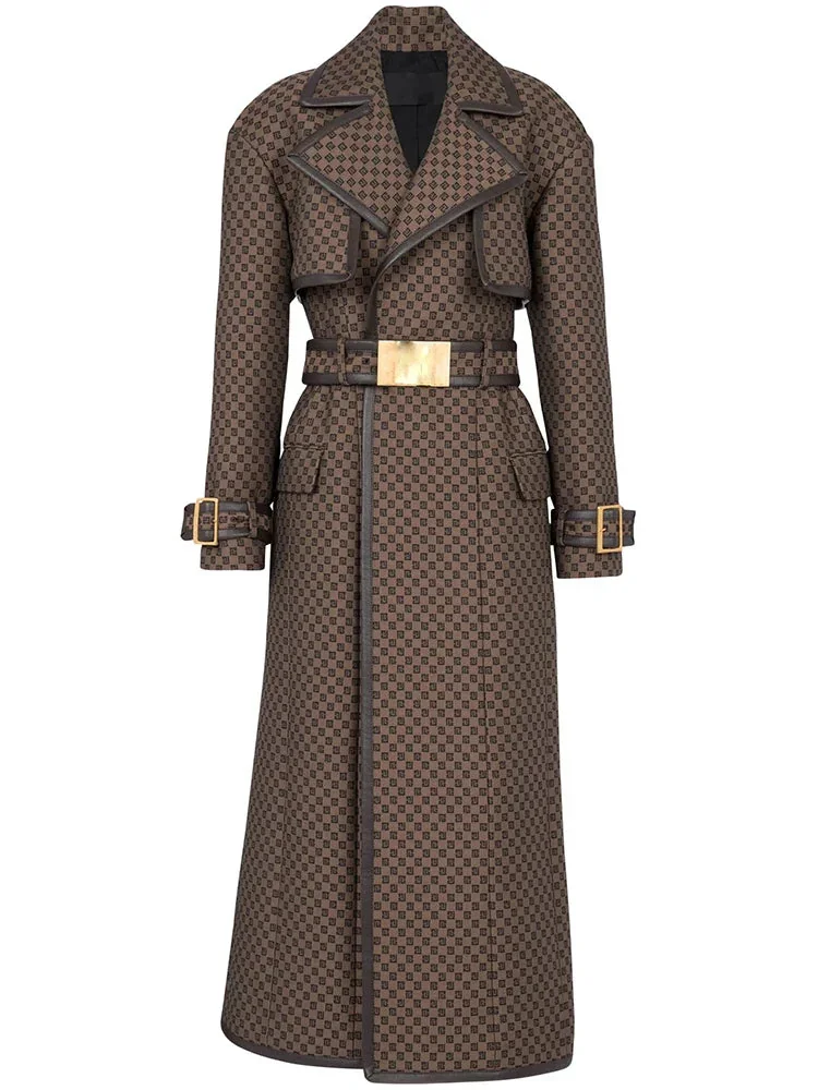Brown Elegant Overcoat for Women - Premium Cotton Blend