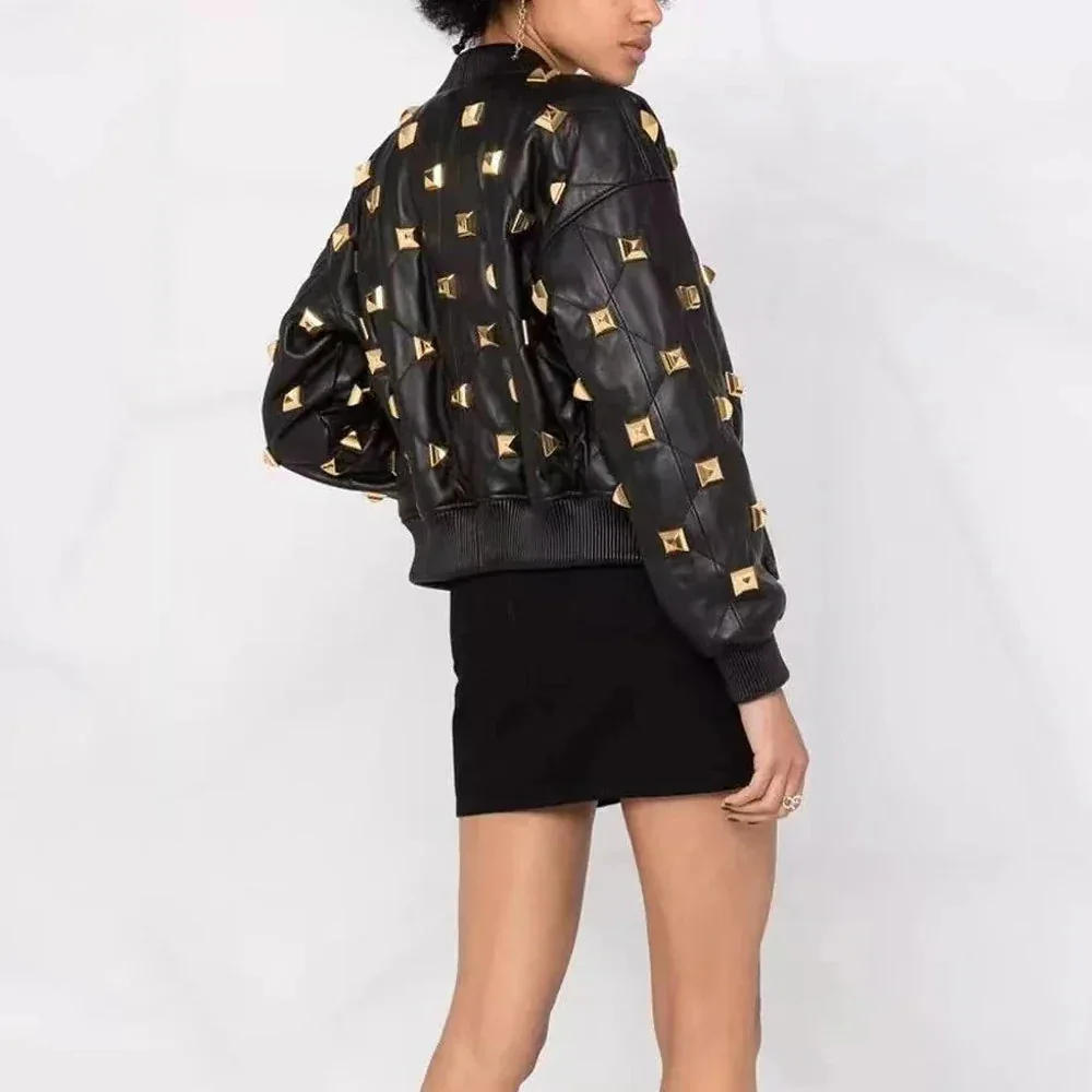 Limited Edition Black Faux Leather Cotton Blend Jacket for Women