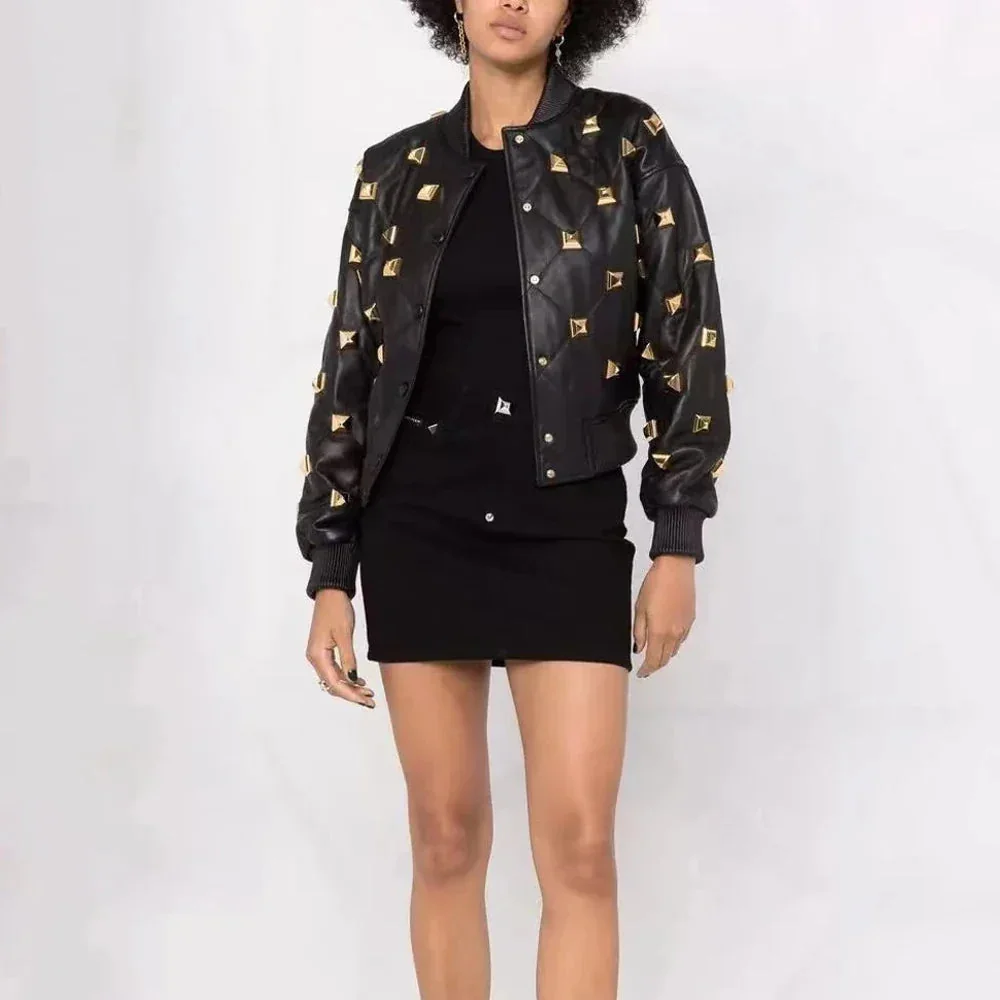 Limited Edition Black Faux Leather Cotton Blend Jacket for Women