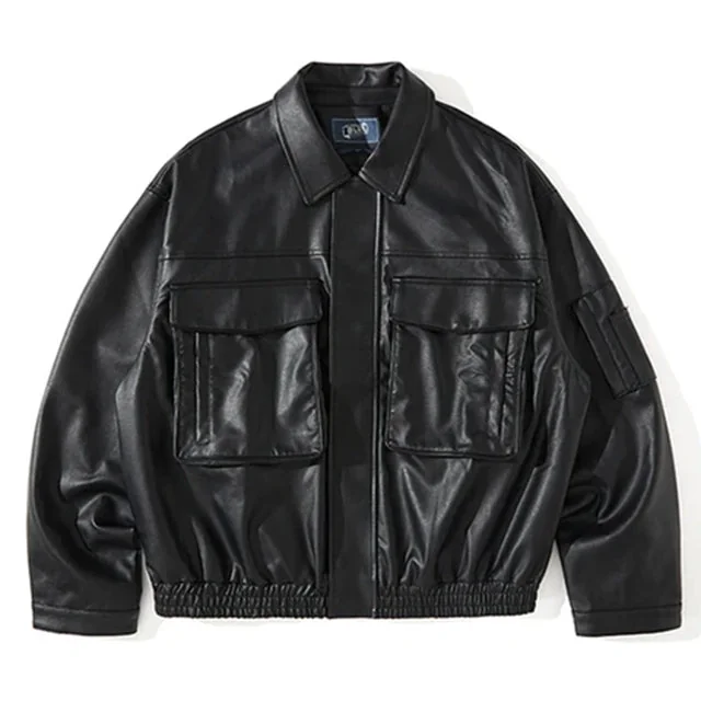 Leather Moto Jacket for Men Brown or Black