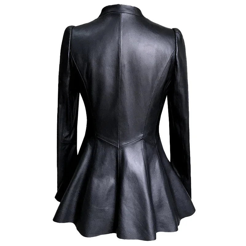 Elegant Faux Leather Blazer for Women
