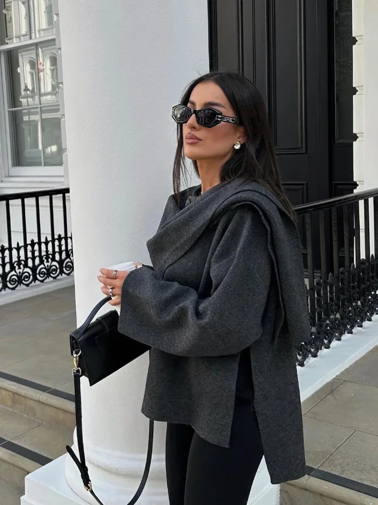 Gray Wool Blend Womens Jacket - Premium Limited Edition