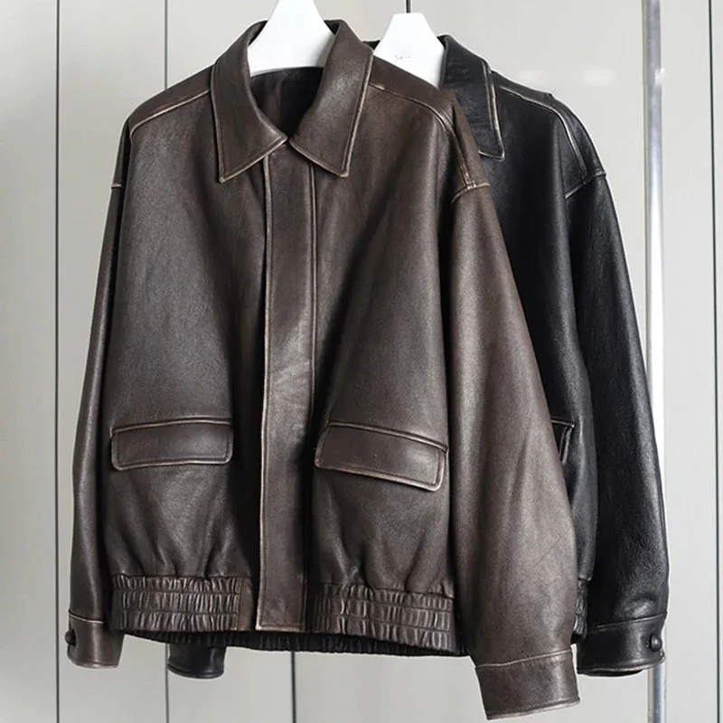 Stylish Womens Faux Leather Jacket with Zipper Closure