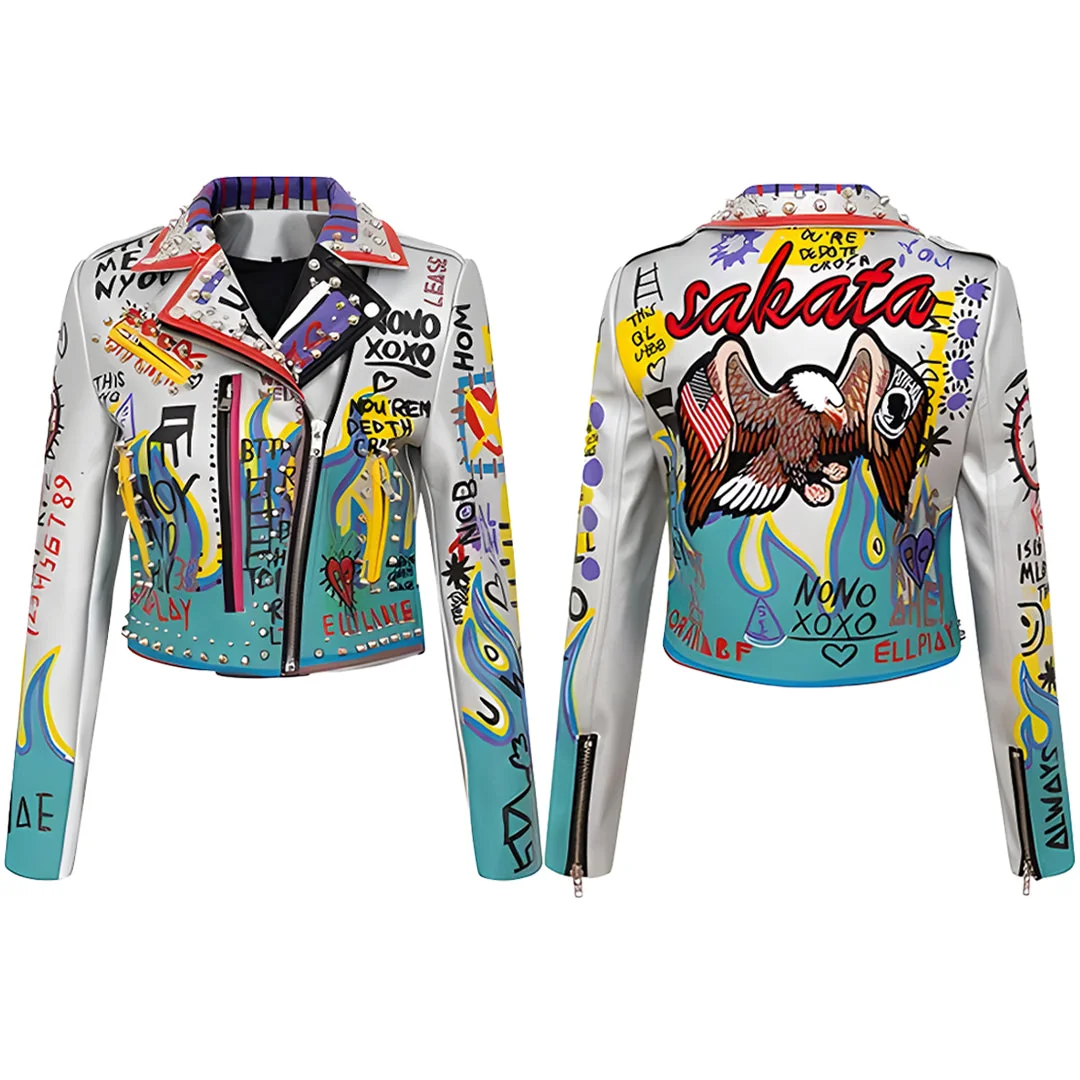 Classy Eco-Leather Rebel Rivet Jacket for Women