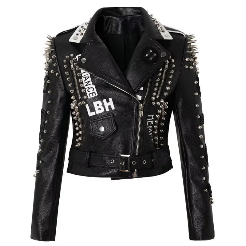 Eco-Leather Riot Dreams Rivet Jacket in Black for Women