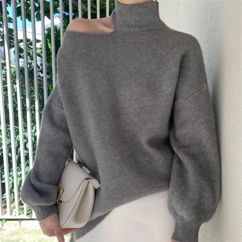 Classic Womens Cotton Polyester Sweater - Black/Gray