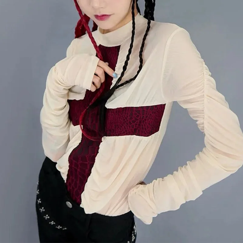 Gothic Style White Cotton & Polyester Blend Womens Top