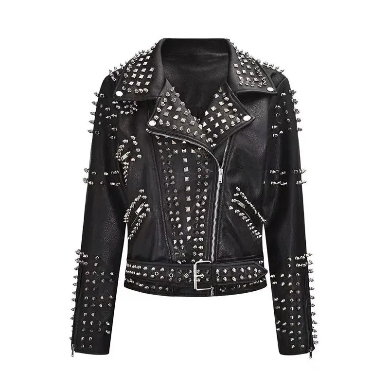 Gothic Spiked Eco-Leather Jacket Black