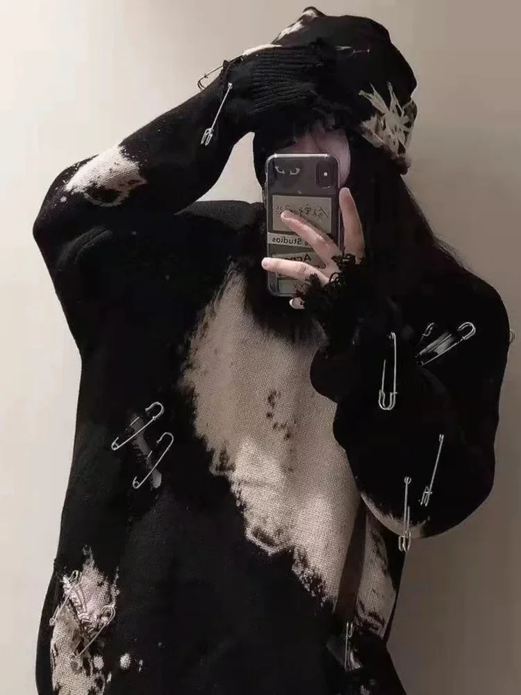 Gothic Black Pullover Womens Top