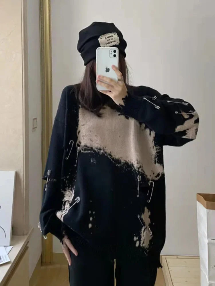 Gothic Black Pullover Womens Top