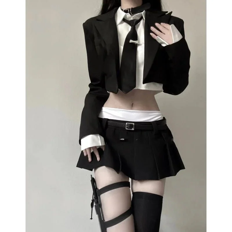 Gothic Style Premium Cotton & Polyester Womens Set - Black