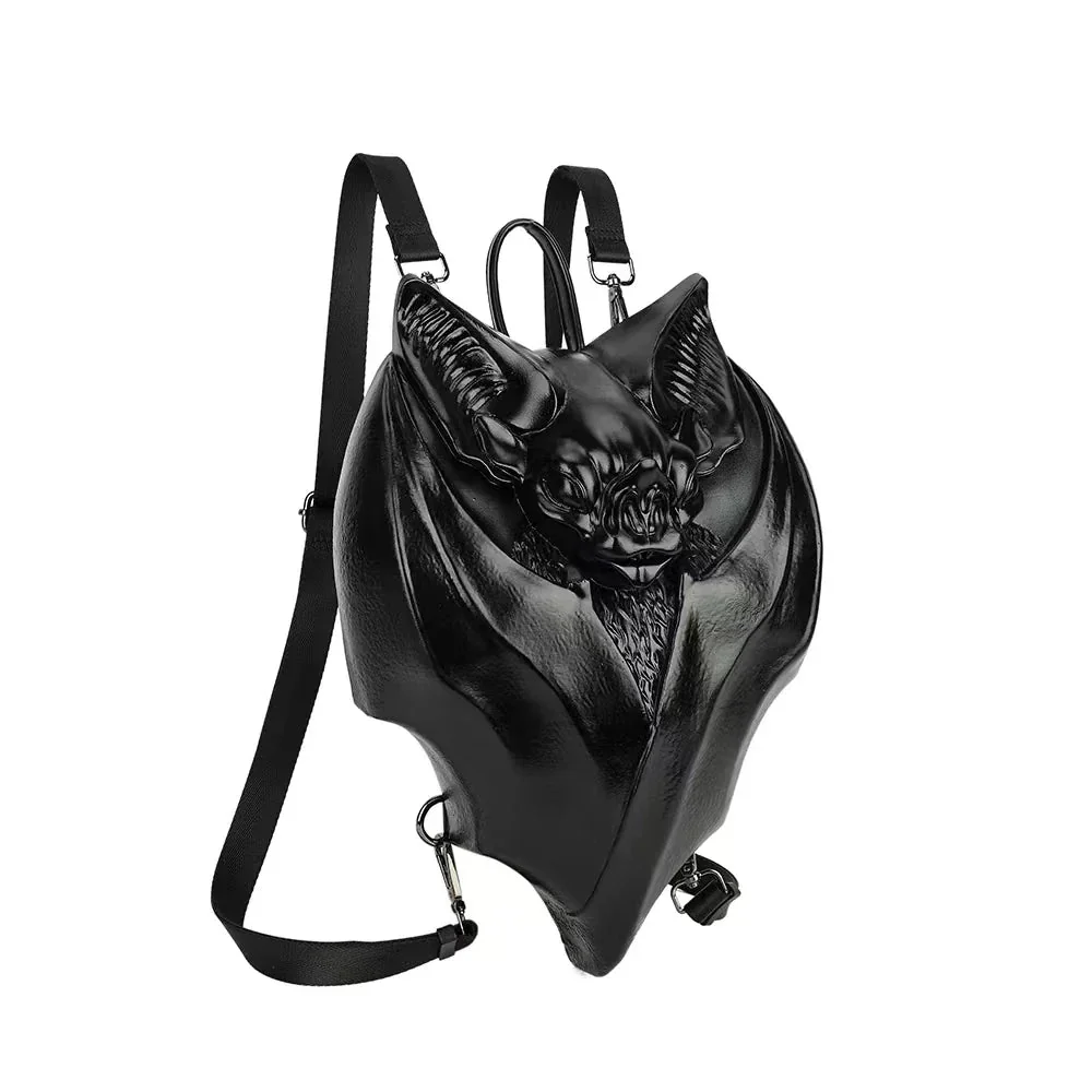 Gothic Bat Premium Faux Leather Backpack - Black