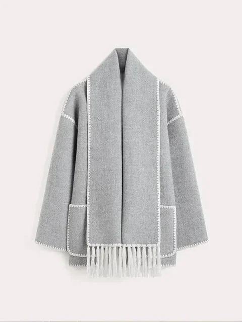 Elegant Womens Belted Overcoat in Premium Cotton-Poly Blend