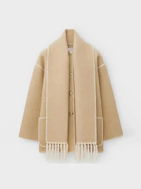 Elegant Womens Belted Overcoat in Premium Cotton-Poly Blend