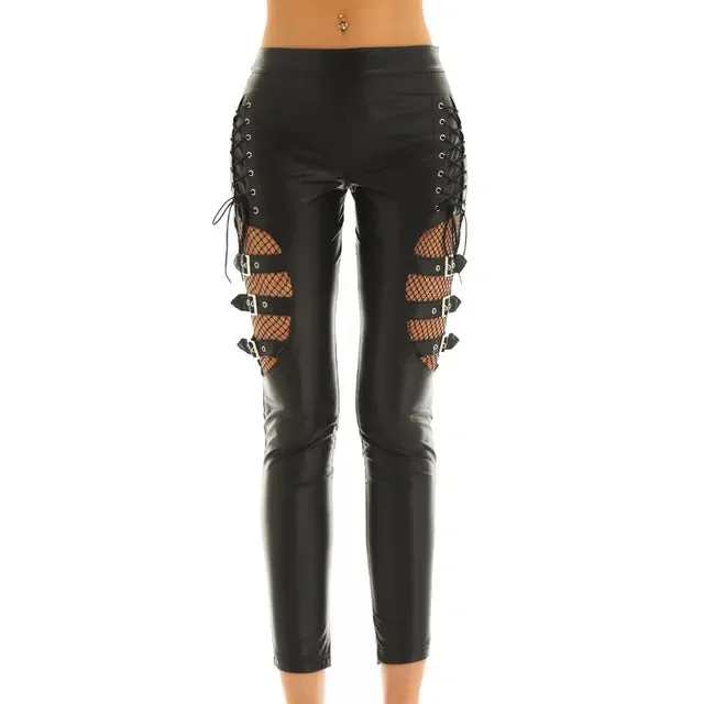 Black Premium Faux Leather Trousers for Women