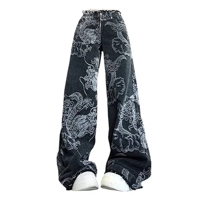 Dragon Print Womens Cotton Blend Pants - Limited Edition