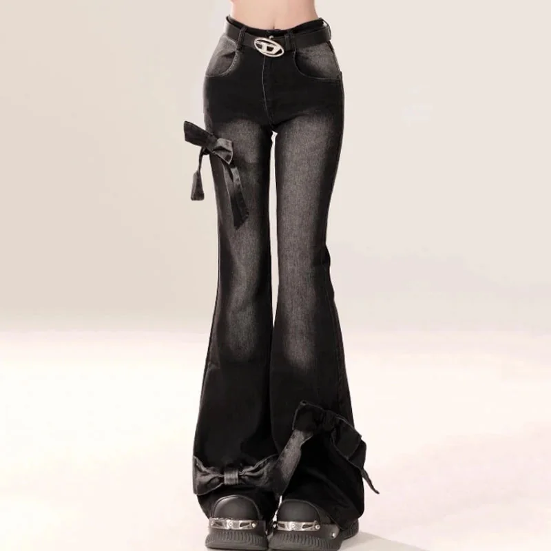 Elegant Black Vintage Flare Pants for Women