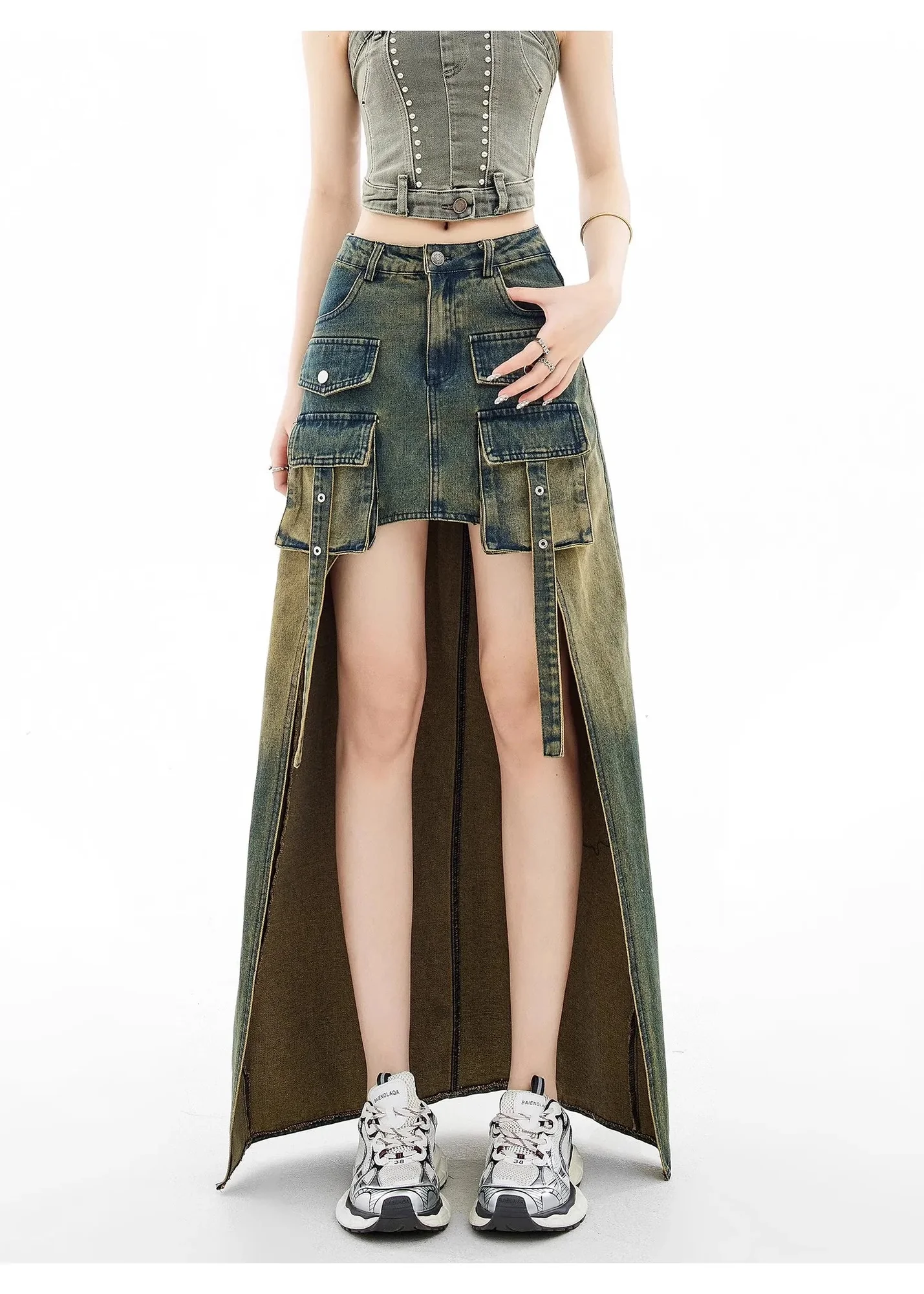 Vintage Cotton Denim Skirt Luxe Blend