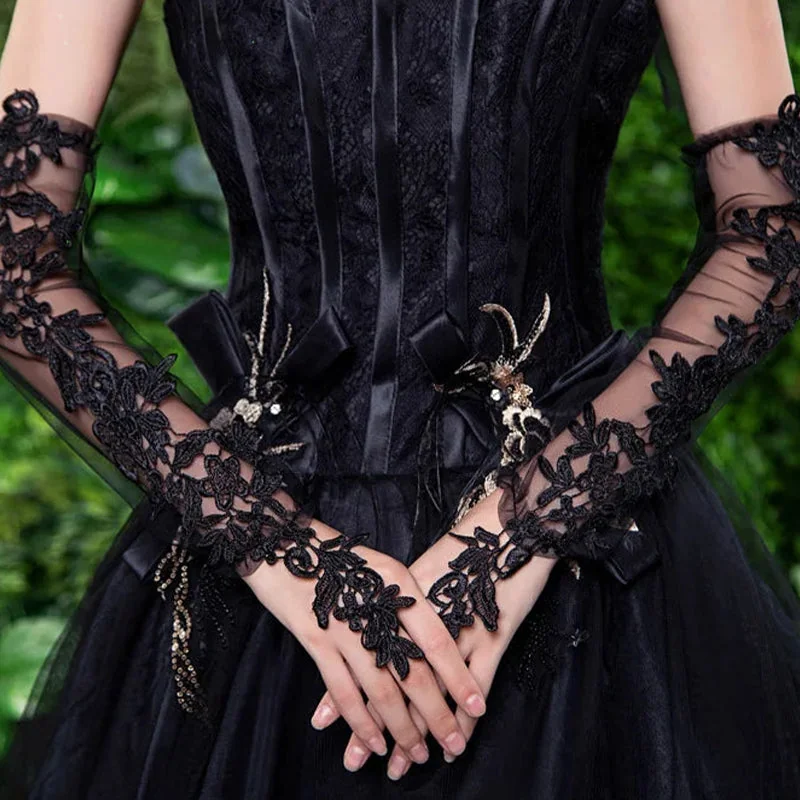 Chic Lace Gloves for Women in Red