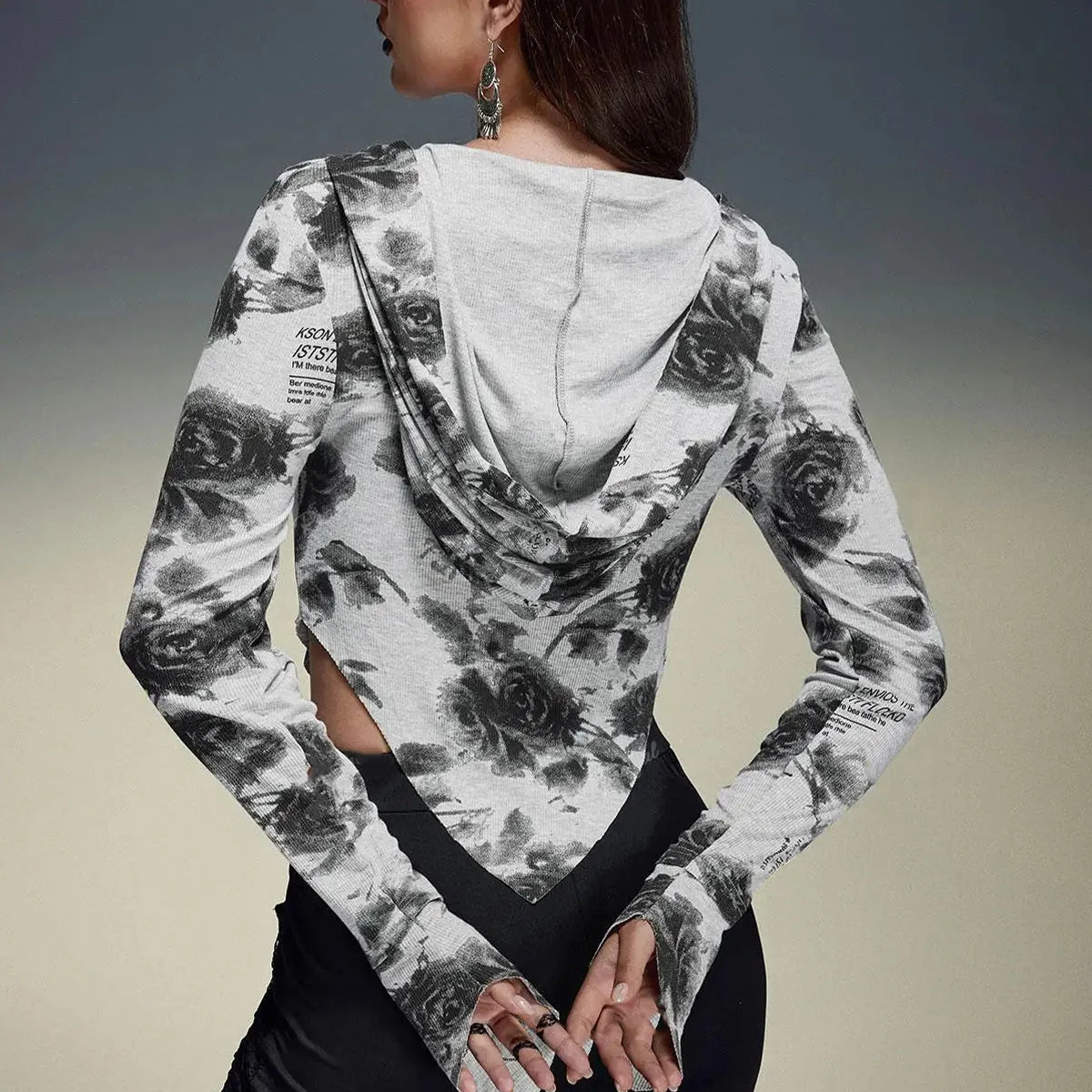 Gray Floral Pullover for Women: Premium Cotton Blend