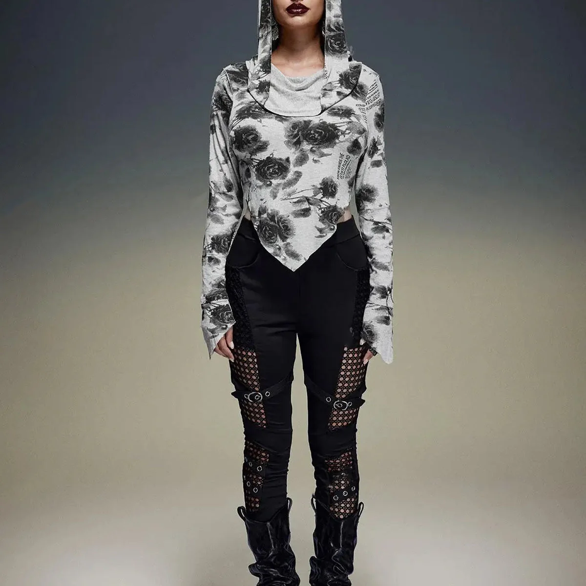 Gray Floral Pullover for Women: Premium Cotton Blend