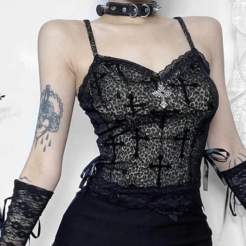 Gothic Style Premium Cotton/Polyester Womens Top in Black