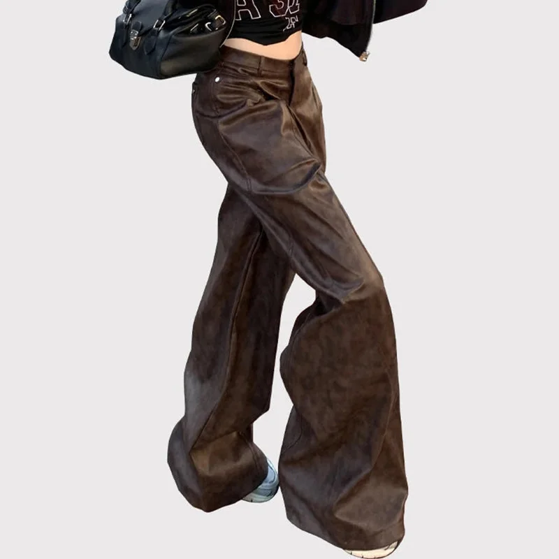 Brown Faux Leather Womens Pants - Limited Edition