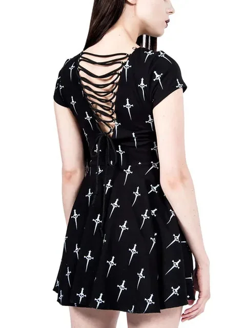 Black Gothic Cotton Polyester Blend Summer Dress