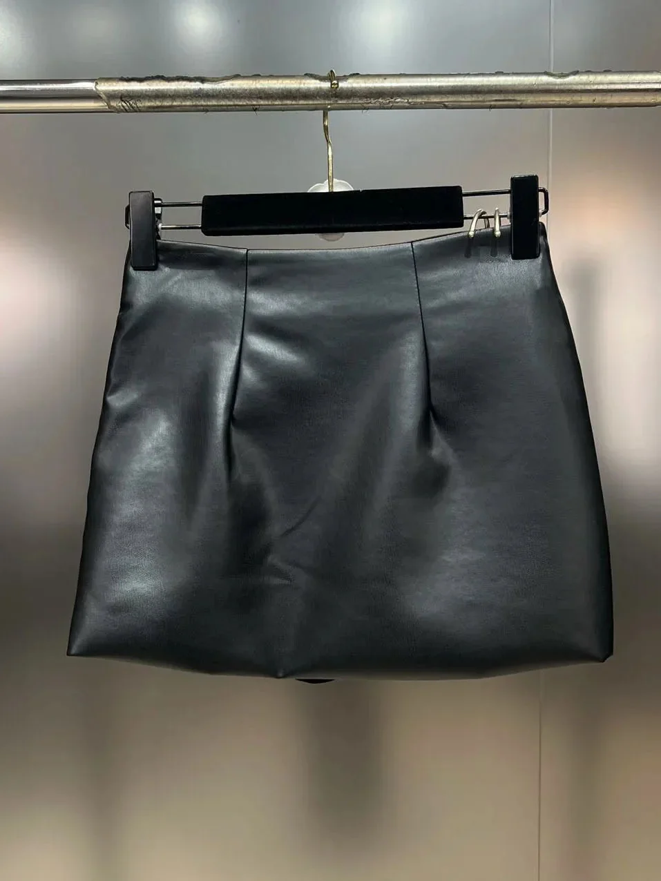 Chic Black Faux Leather Womens Skirt