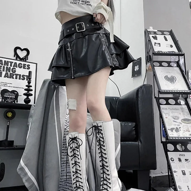 Faux Leather Womens Mini Skirt Black Premium Quality Chic Style