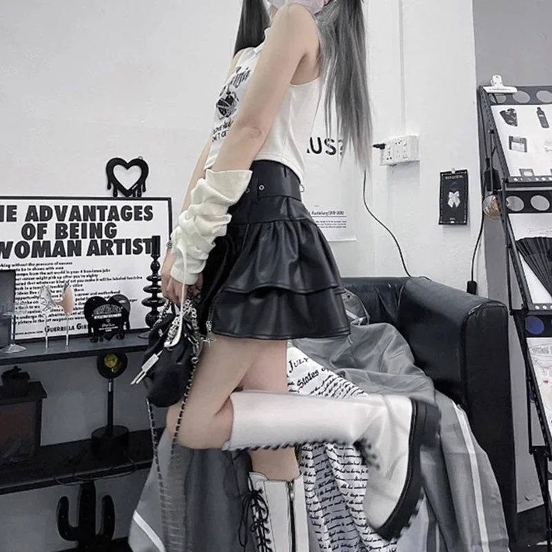 Faux Leather Womens Mini Skirt Black Premium Quality Chic Style