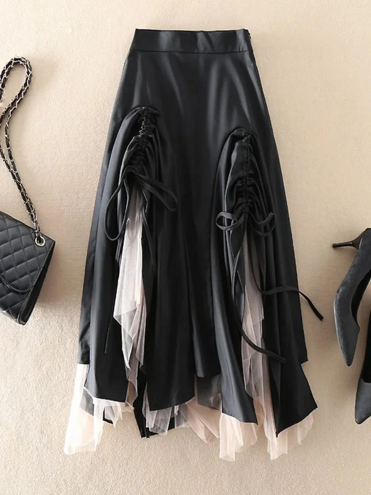 Black Faux Leather Womens Skirt