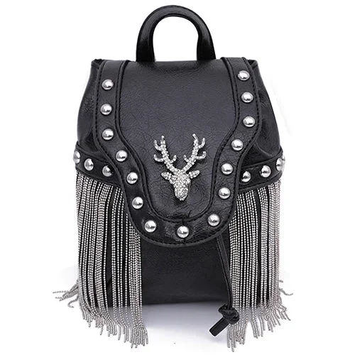 Black Gothic Style Faux Leather Handbag 15x20x5cm