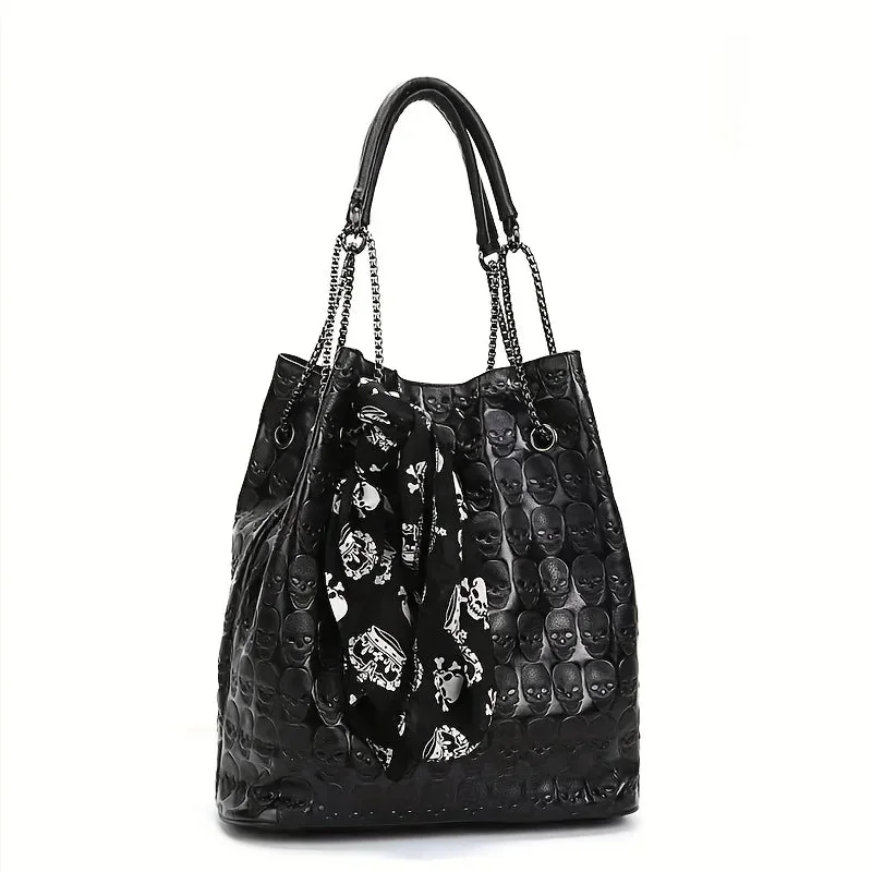 Chic Black Skull Womens Bag - Premium Faux Leather Blend