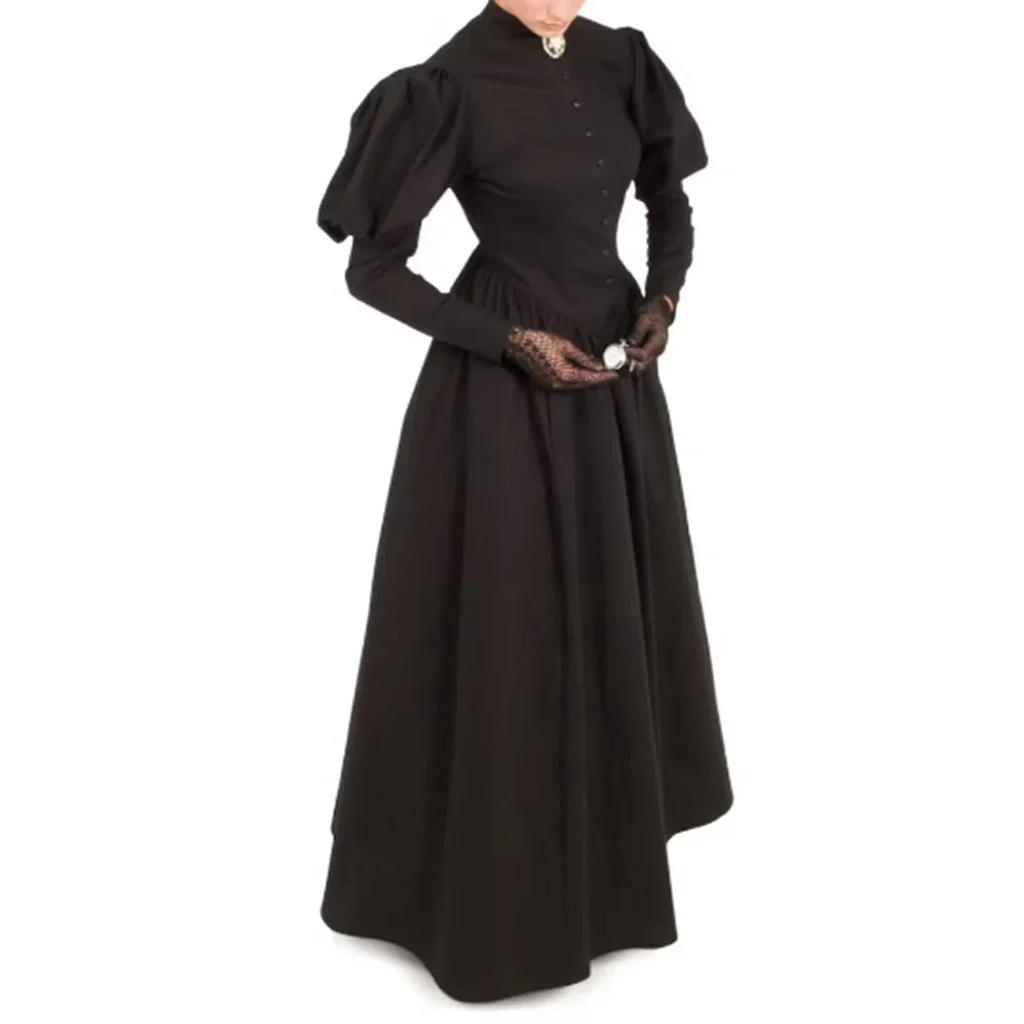 Victorian Gothic Style Cotton & Polyester Blend Dress