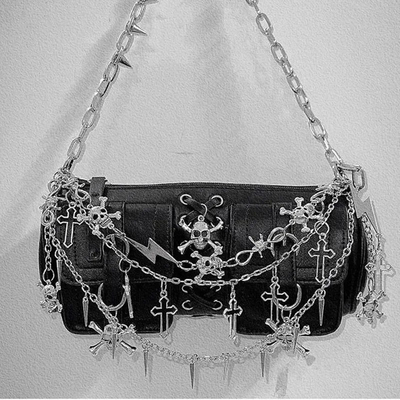 Elegant Black Gothic Shoulder Bag for Women
